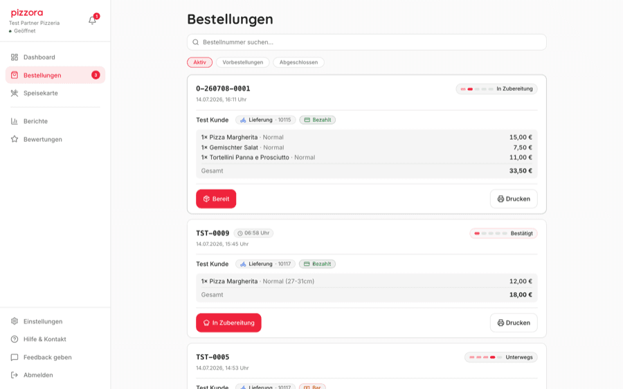 Bestellungen im Partner-Dashboard verwalten