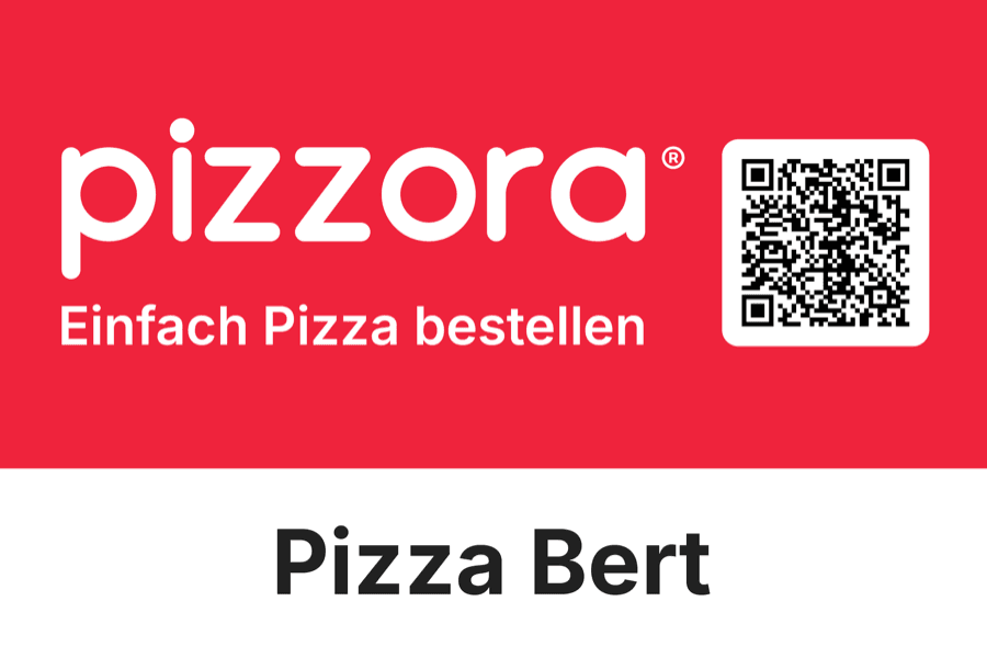 Automagnet von Pizza Bert mit Pizzora-Logo und QR-Code