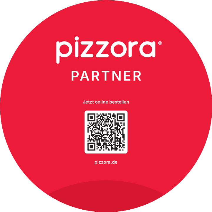 Runder Pizzora-Tür-Aufkleber mit QR-Code